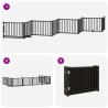 Barrière pour chien porte pliable 8 panneaux noir bois peuplier 569795569795