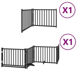 Barrière pour chien porte pliable 6 panneaux noir bois peuplier 569796569796