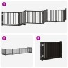 Barrière pour chien porte pliable 6 panneaux noir bois peuplier 569796569796