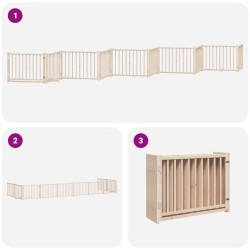 Barrière pour chien porte pliable 10 panneaux bois de peuplier 569799569799