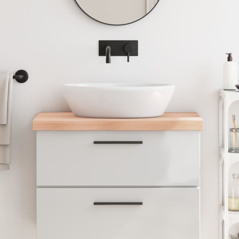 Comptoir de salle de bain 80x50x(2-6) cm bois massif non traité 569803569803