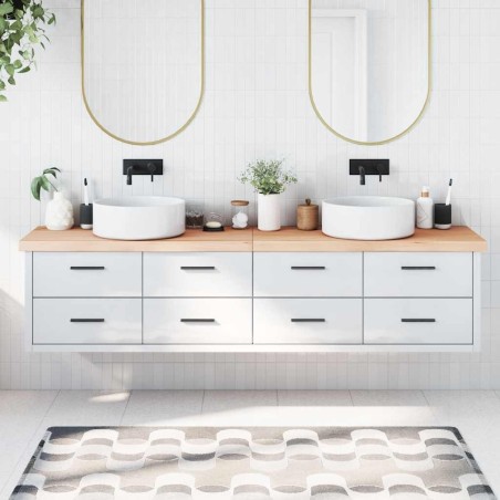 Comptoir de salle de bain 220x60x(2-6)cm bois massif non traité 569807569807