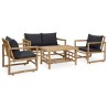 Salon de jardin 4 pcs avec coussins Bambou 569812569812