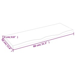 Comptoir de salle de bain 80x30x2 cm bois massif non traité 569826569826