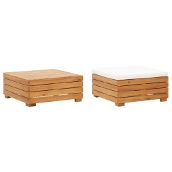 Table et repose-pied de jardin et coussin Bois d'acacia massif 569828569828