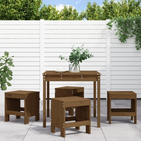 Ensemble à manger de jardin 5pcs marron miel bois pin massif 569829569829