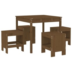 Ensemble à manger de jardin 5pcs marron miel bois pin massif 569829569829