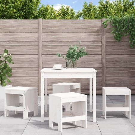 Ensemble à manger de jardin 5pcs blanc bois massif de pin 569830569830