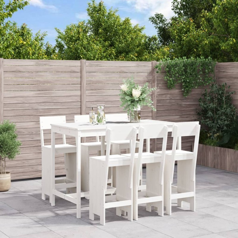 Ensemble de bar de jardin 7 pcs blanc bois de pin massif 569834569834