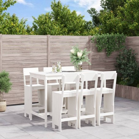 Ensemble de bar de jardin 7 pcs blanc bois de pin massif 569834569834