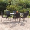 Ensemble à manger de jardin 7 pcs Noir Résine tressée 569842569842
