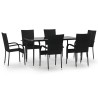 Ensemble à manger de jardin 7 pcs Noir Résine tressée 569842569842