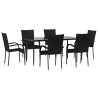 Ensemble à manger de jardin 7 pcs Noir Résine tressée 569842569842