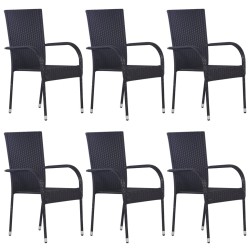 Ensemble à manger de jardin 7 pcs Noir Résine tressée 569842569842