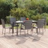 Ensemble à manger de jardin 7 pcs Gris Résine tressée 569844569844