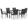 Ensemble à manger de jardin 7 pcs Gris Résine tressée 569844569844