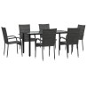 Ensemble à manger de jardin 7 pcs Gris Résine tressée 569844569844
