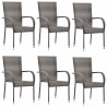 Ensemble à manger de jardin 7 pcs Gris Résine tressée 569844569844
