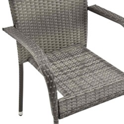 Ensemble à manger de jardin 7 pcs Gris Résine tressée 569844569844