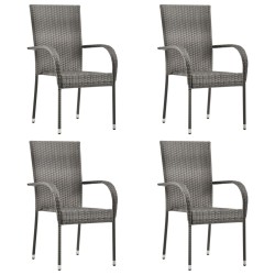 Ensemble à manger de jardin 5 pcs Gris Résine tressée 569845569845