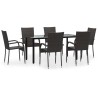 Ensemble à manger de jardin 7 pcs Marron Résine tressée 569846569846