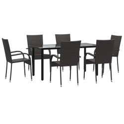 Ensemble à manger de jardin 7 pcs Marron Résine tressée 569846569846