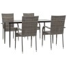 Ensemble à manger de jardin 5 pcs Gris Résine tressée 569847569847
