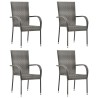 Ensemble à manger de jardin 5 pcs Gris Résine tressée 569847569847