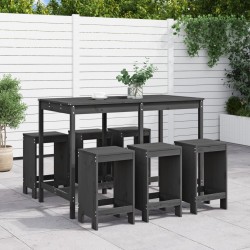 Ensemble de bar de jardin 7 pcs gris bois de pin massif 569849569849