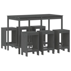 Ensemble de bar de jardin 7 pcs gris bois de pin massif 569849569849