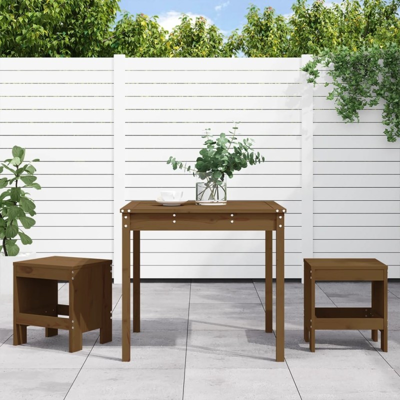 Ensemble de bistrot de jardin 3 pcs marron miel bois pin massif 569855569855