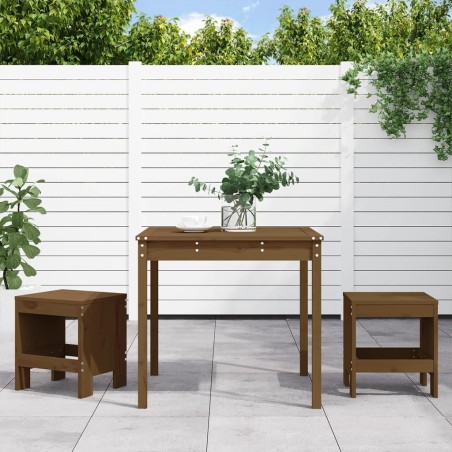 Ensemble de bistrot de jardin 3 pcs marron miel bois pin massif 569855569855