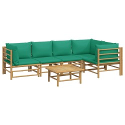 Salon de jardin 6 pcs avec coussins vert bambou 569857569857