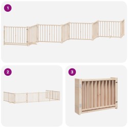 Barrière pour chien porte pliable 8 panneaux bois de peuplier 569859569859