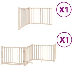 Barrière pour chien avec porte pliable 6 panneaux bois peuplier 569860569860