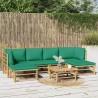 Salon de jardin 7 pcs avec coussins vert bambou 569862569862