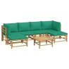 Salon de jardin 7 pcs avec coussins vert bambou 569862569862