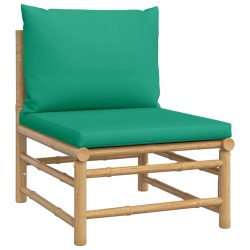 Salon de jardin 7 pcs avec coussins vert bambou 569862569862