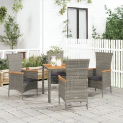Ensemble à manger de jardin 5 pcs coussins gris résine tressée 569863569863