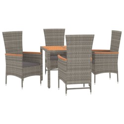 Ensemble à manger de jardin 5 pcs coussins gris résine tressée 569863569863