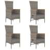 Ensemble à manger de jardin 5 pcs coussins gris résine tressée 569863569863