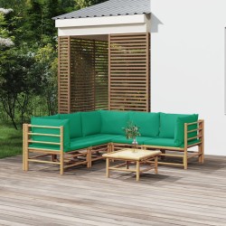 Salon de jardin 6 pcs avec coussins vert bambou 569864569864