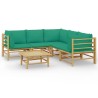 Salon de jardin 6 pcs avec coussins vert bambou 569864569864