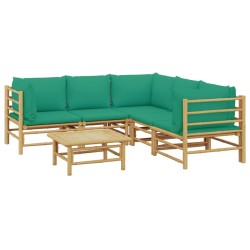 Salon de jardin 6 pcs avec coussins vert bambou 569864569864
