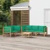 Salon de jardin 6 pcs avec coussins vert bambou 569865569865