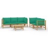 Salon de jardin 6 pcs avec coussins vert bambou 569865569865