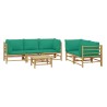 Salon de jardin 6 pcs avec coussins vert bambou 569865569865