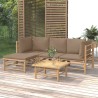 Salon de jardin 5 pcs avec coussins taupe bambou 569866569866