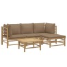Salon de jardin 5 pcs avec coussins taupe bambou 569866569866