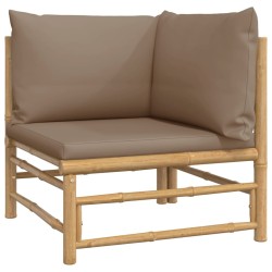 Salon de jardin 5 pcs avec coussins taupe bambou 569866569866